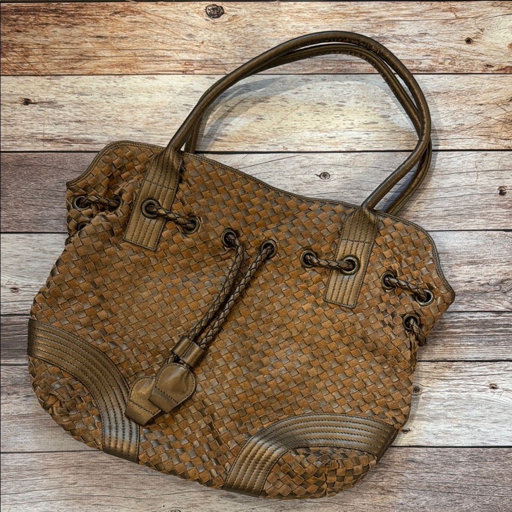 Ashneil Leather Woven Tote Bag
